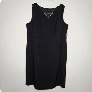 Le Bos Black Sleeveless Midi Dress Silver Front Chain Accent Plus Sz 22W